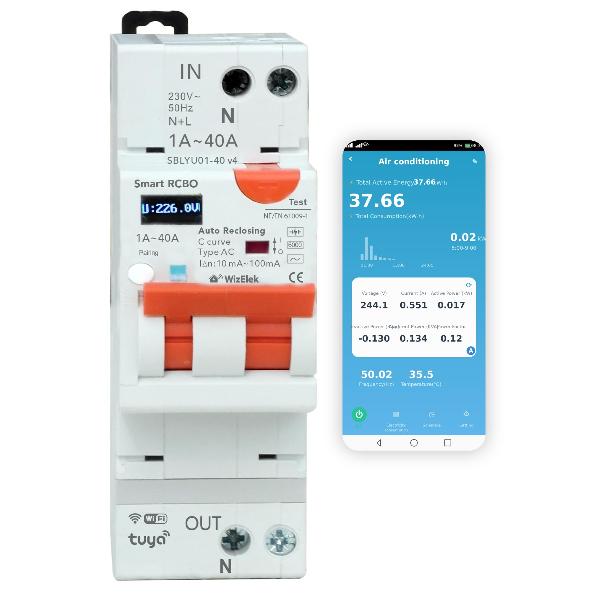 Connected RCBO 1–40 A Wi-Fi (v4)