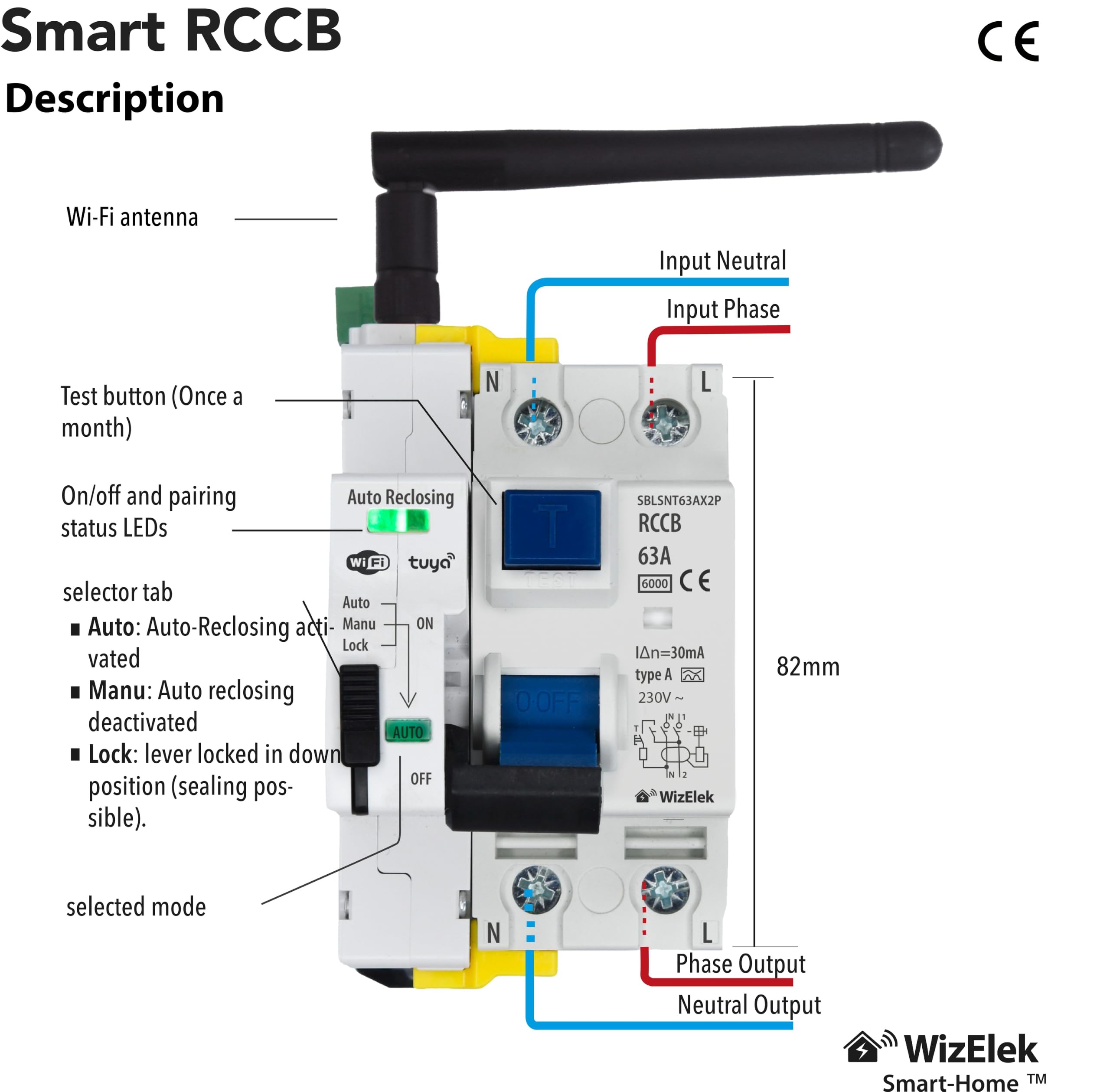 Connected RCCB 2P 63 A Wi-Fi — auto-reclosing — photo 2
