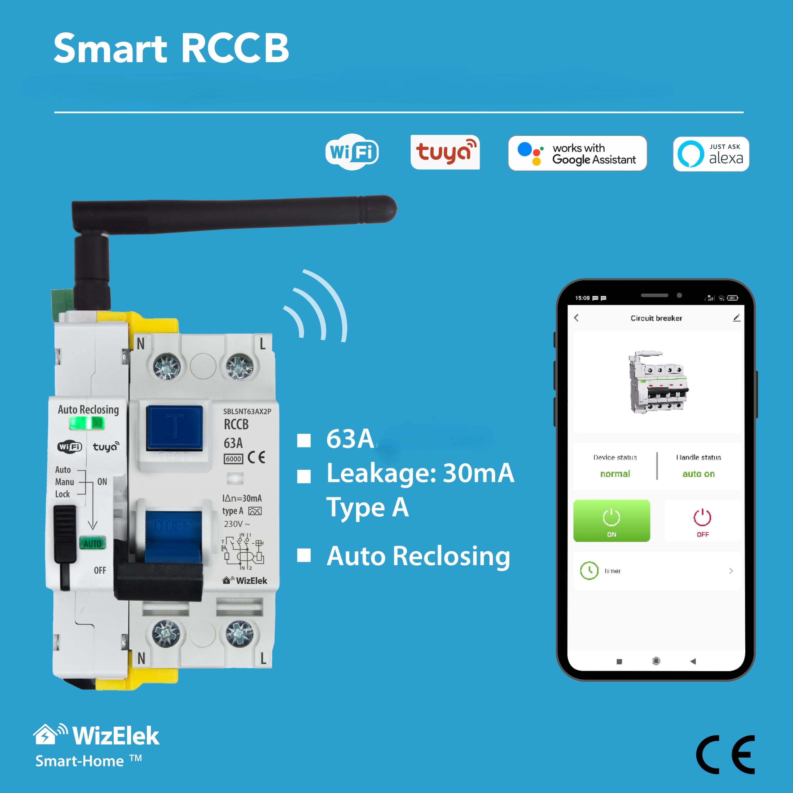 Connected RCCB 2P 63 A Wi-Fi — auto-reclosing — photo 3
