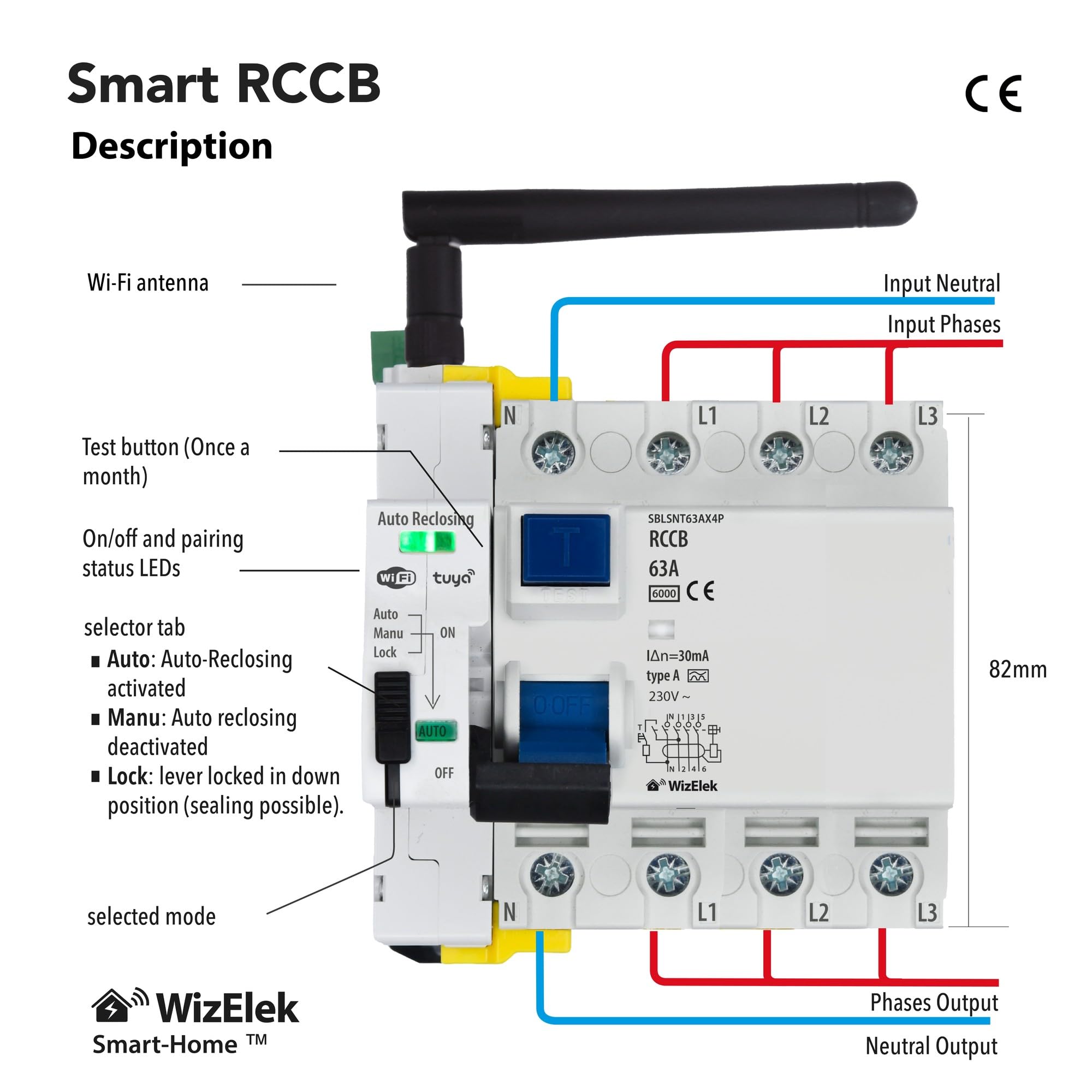Connected RCCB 4P 63 A Wi-Fi — auto-reclosing — photo 2
