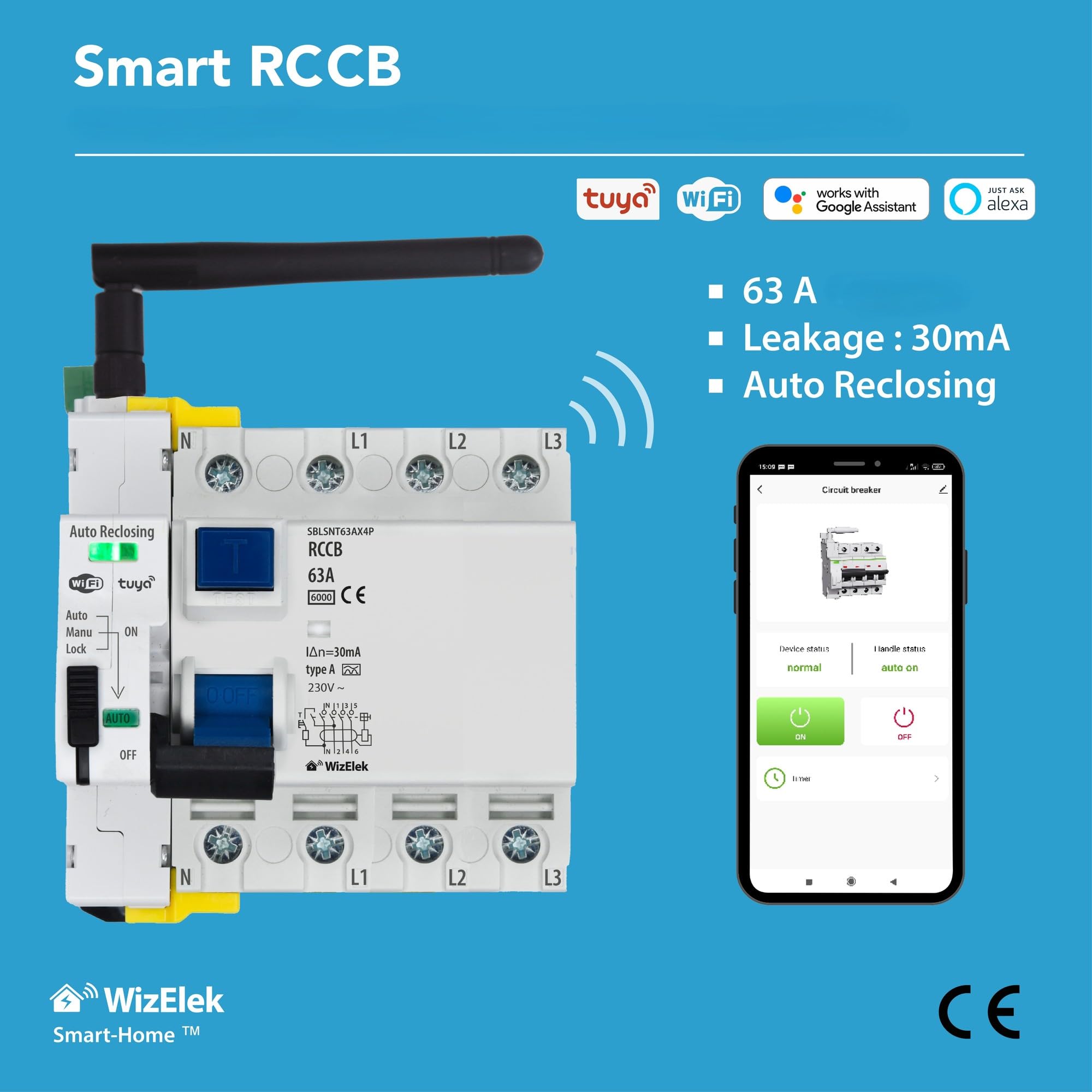 Connected RCCB 4P 63 A Wi-Fi — auto-reclosing — photo 3